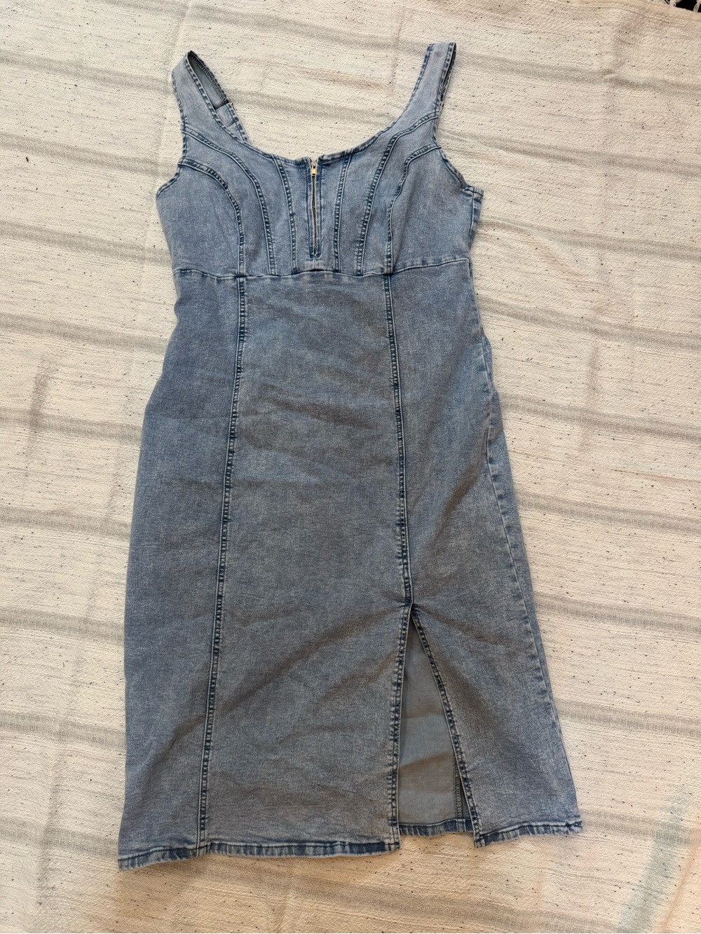 NWOT Chic Curve Light Blue Stretch Denim Dress Women’s Size 3XL - Picture 4 of 8